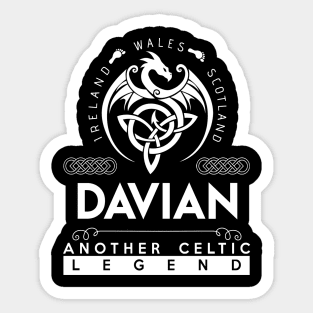 Davian Name T Shirt - Another Celtic Legend Davian Dragon Gift Item Sticker